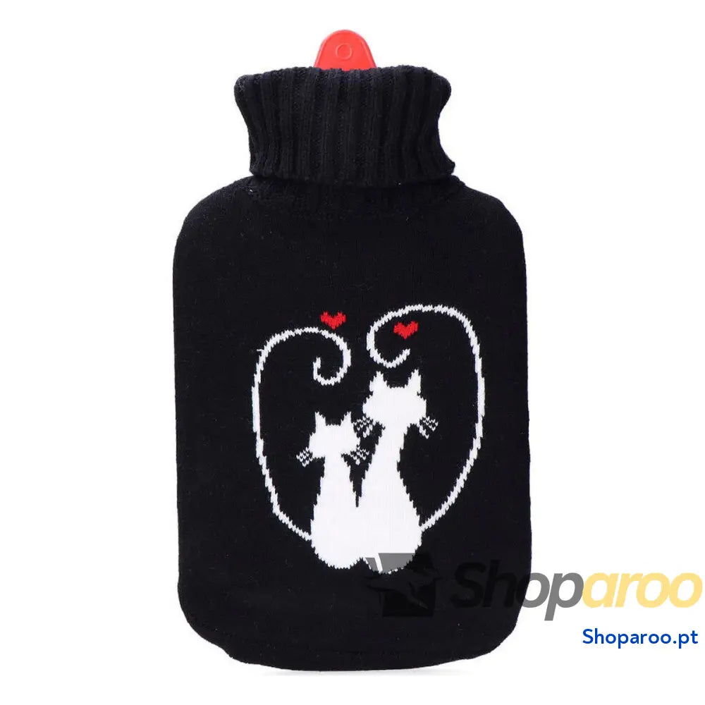 Botija de Água Quente EDM 76779 Preto Preto/Branco Lã 2 L