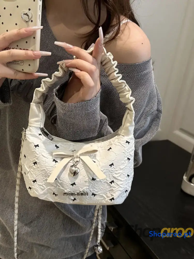 Bow Ruched Strap Crossbody Bag