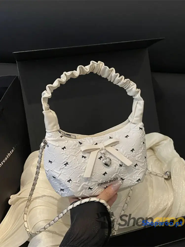 Bow Ruched Strap Crossbody Bag