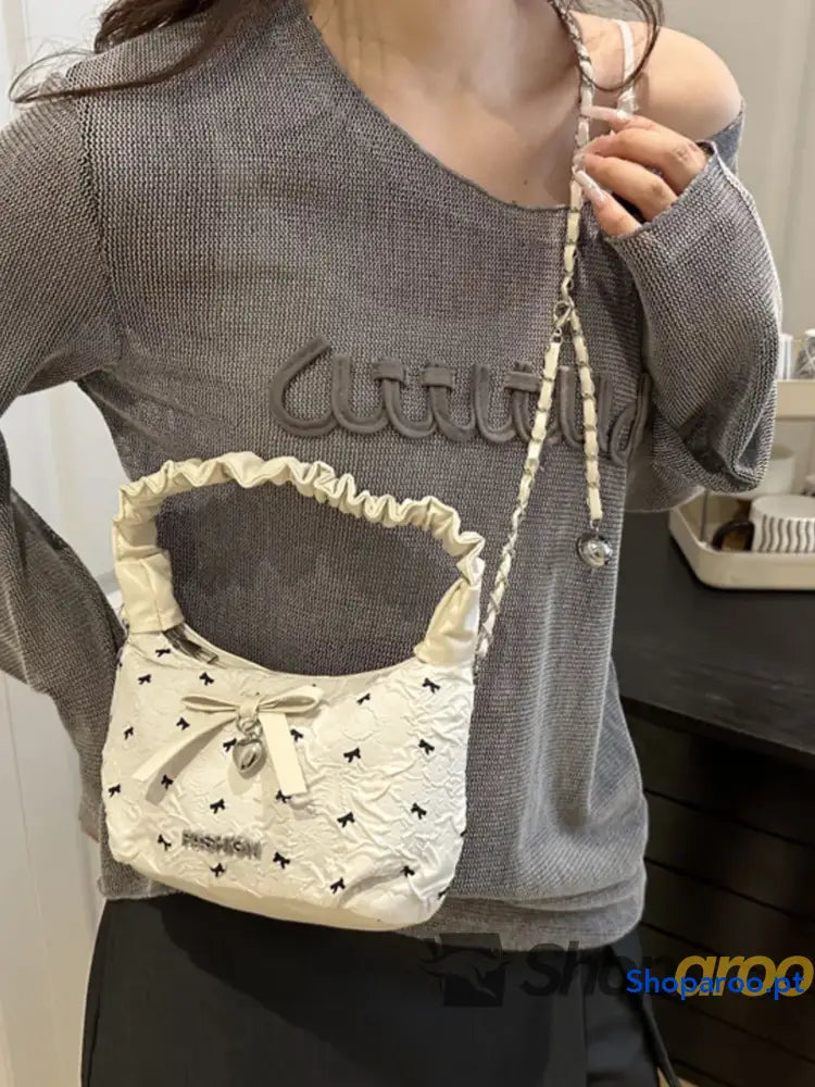 Bow Ruched Strap Crossbody Bag
