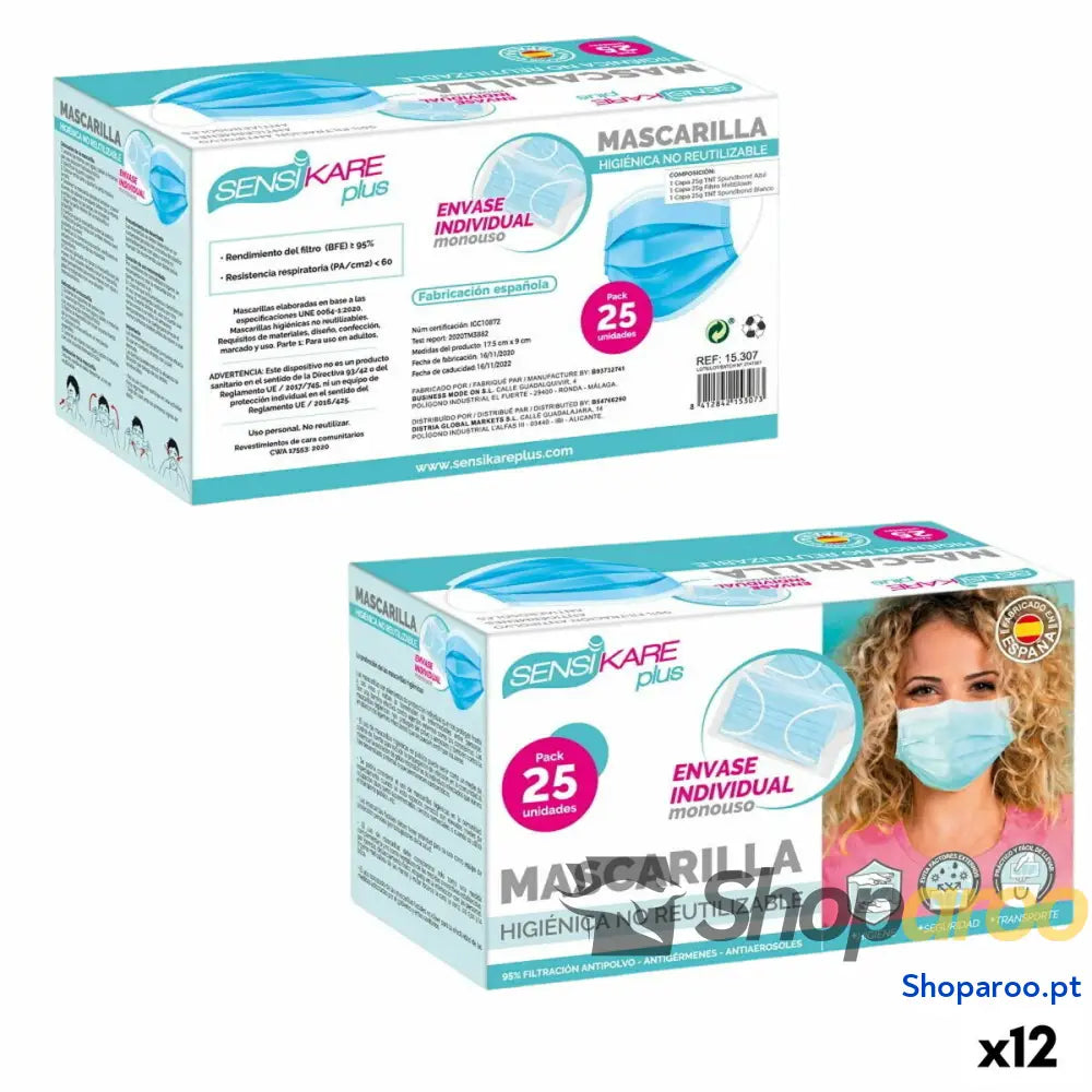 Box of hygienic masks SensiKare 25 Peças (12 Unidades)