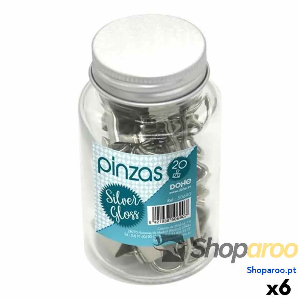 Braçadeiras DOHE SILVER GLOSS Prateado Metal 19 mm 20 Peças (6 Unidades)