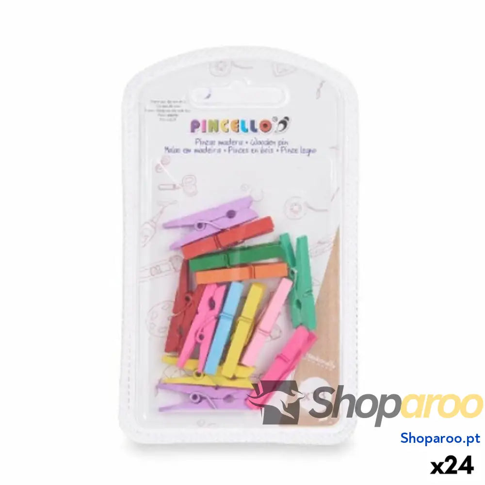 Braçadeiras Pincello 396 Multicolor Madeira Pequeno (24 Unidades)