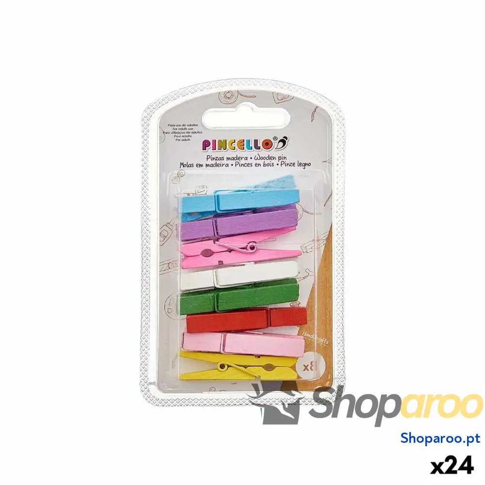 Braçadeiras Pincello 398 Multicolor Madeira Grande (24 Unidades)