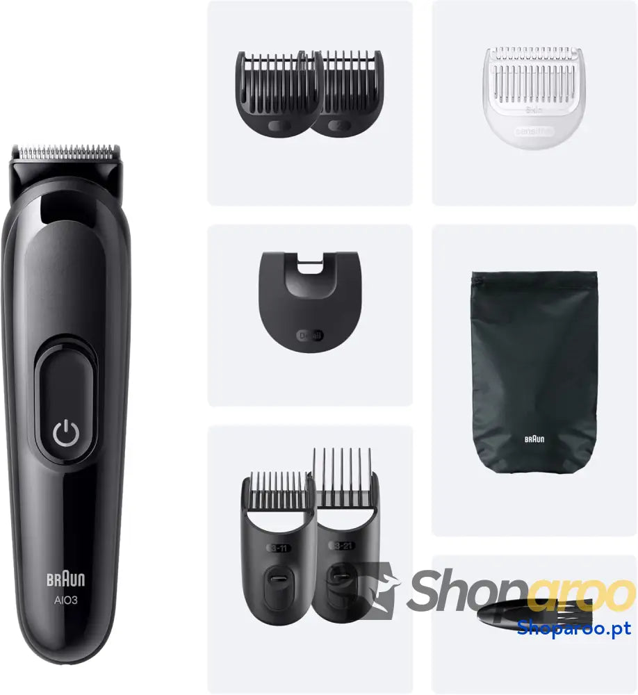 Braun Aparador tudo em um série 3 AIO3545 kit de Styling 8 1 para barba e cabelo 14 comprimentos máquina cortar com 50