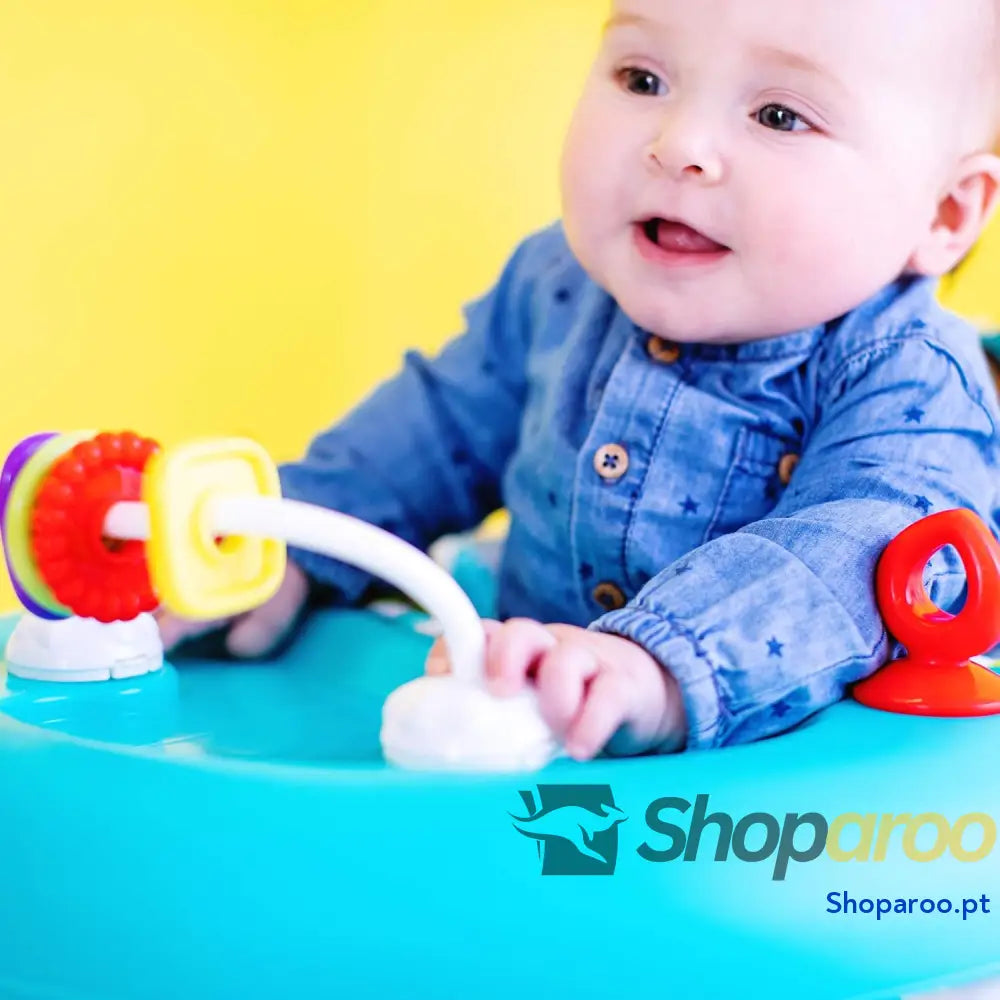 Bright Starts Andador de primeiros passos dobrável para bebés Giggling Safari brinquedo ábaco divertido e colorido
