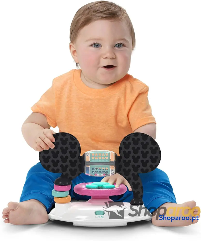 Bright Starts Disney Baby Minnie Mouse Tiny Trek Forever Besties 2 em 1 andarilho com estação de jogos removível luzes