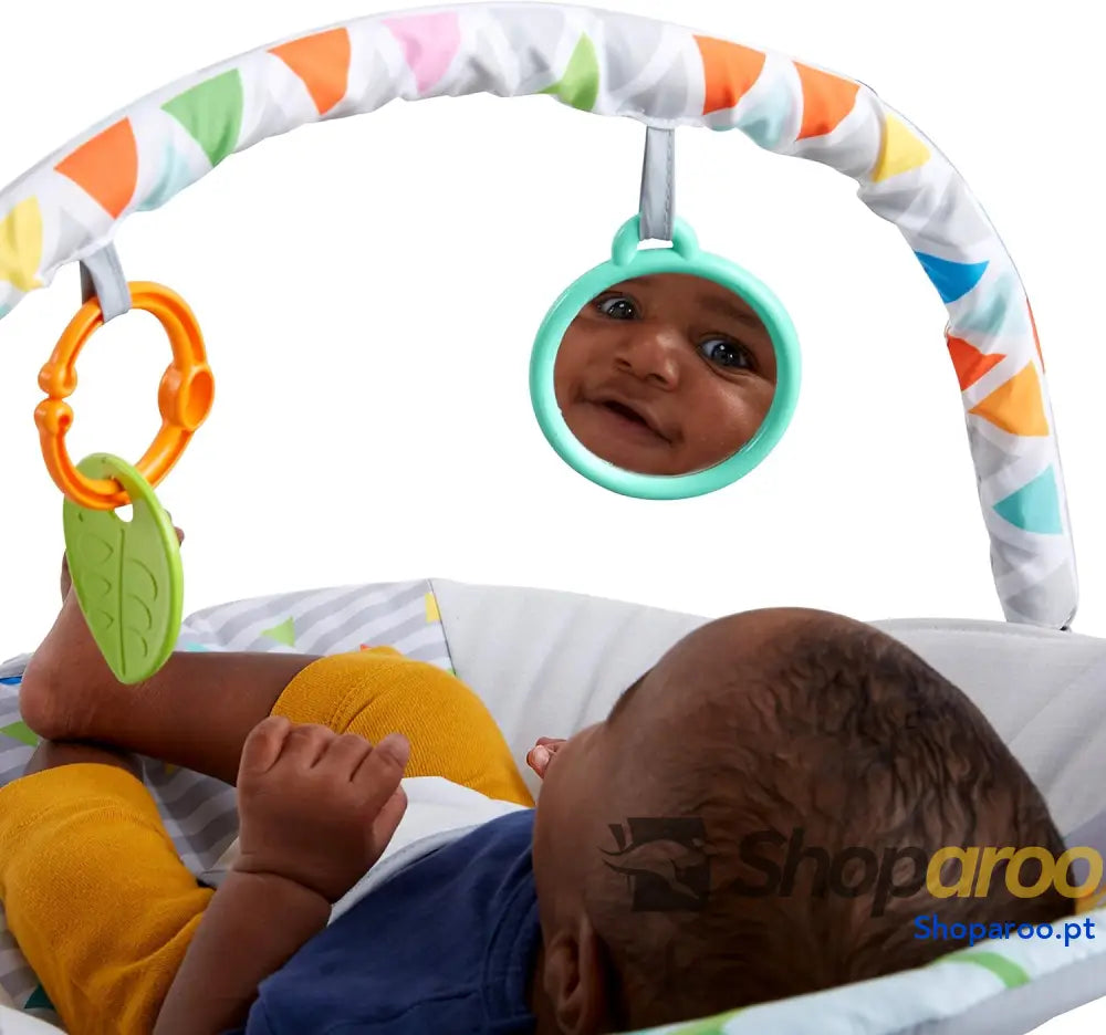 Bright Starts Vibrador de assento infantil barra brinquedos removível pés antiderrapantes 6 meses a 9 kg (Safari Fun)