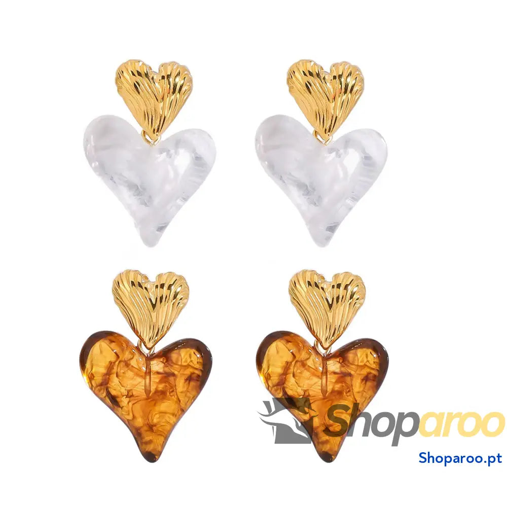 Brincos coração ouro 18k luxo e elegância