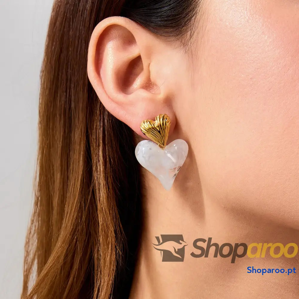 Brincos coração ouro 18k luxo e elegância