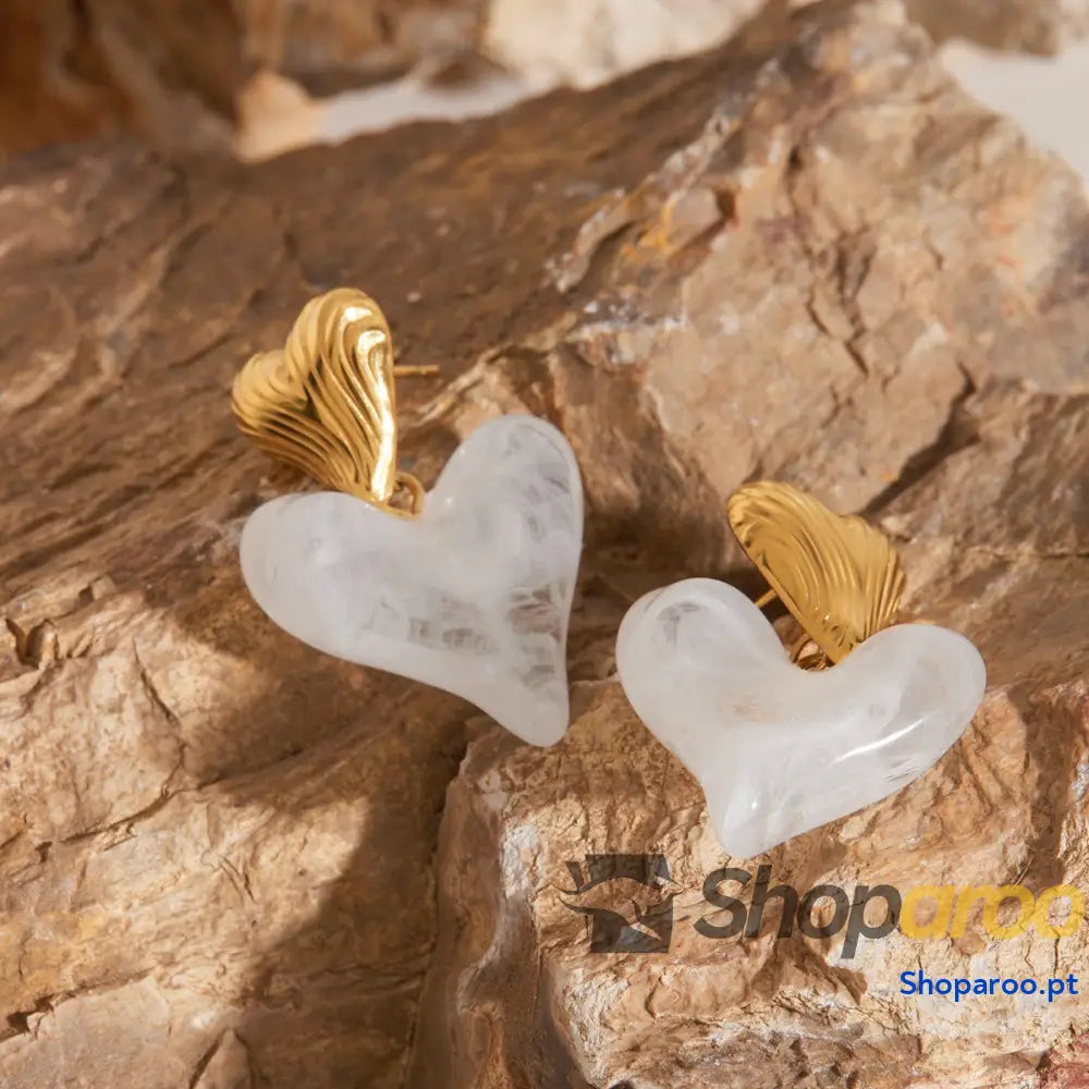 Brincos coração ouro 18k luxo e elegância