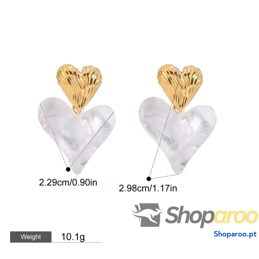 Brincos coração ouro 18k luxo e elegância