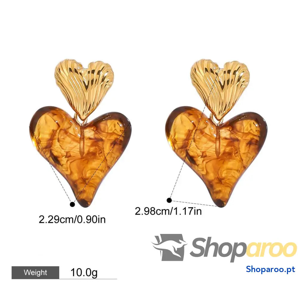 Brincos coração ouro 18k luxo e elegância