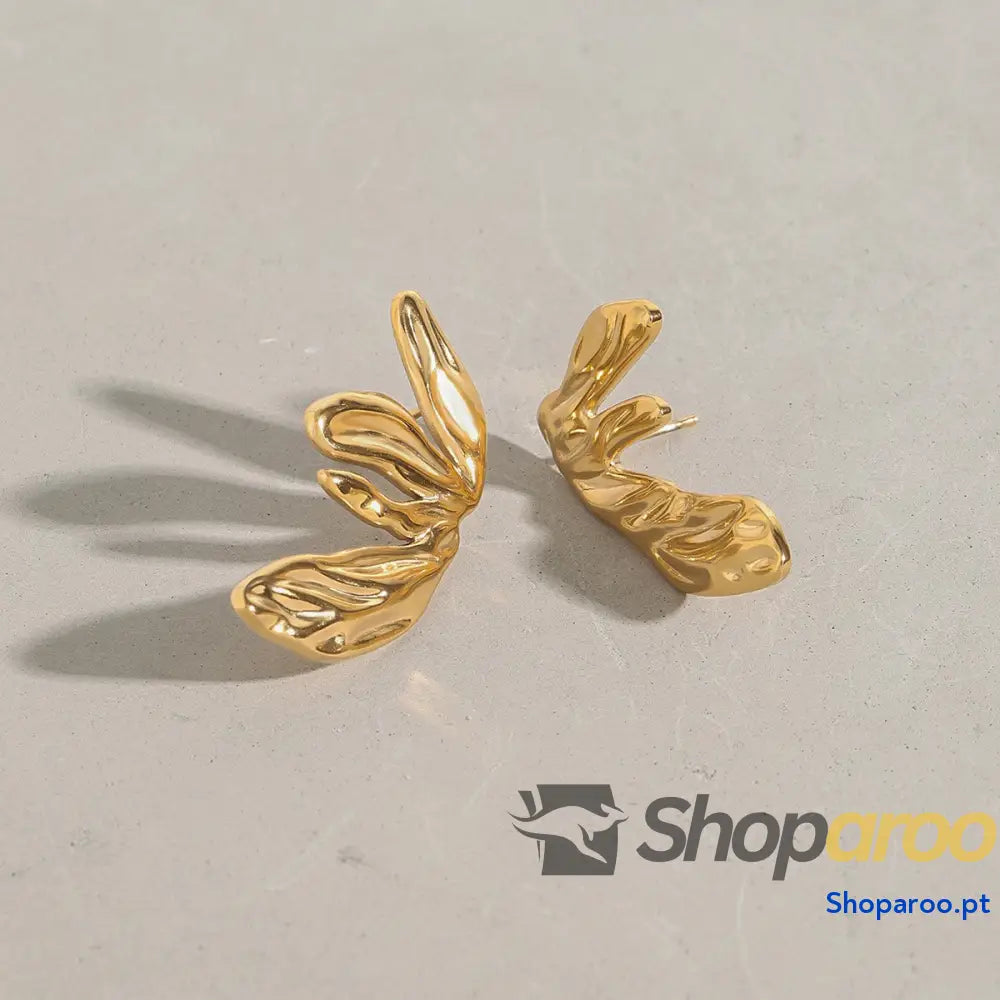 Brincos de Asas Geométricas em Ouro 18K Banhados