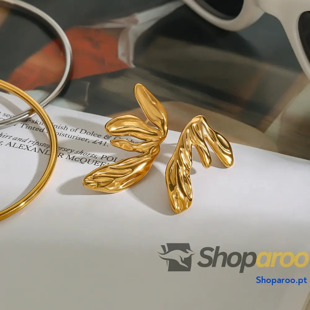 Brincos de Asas Geométricas em Ouro 18K Banhados