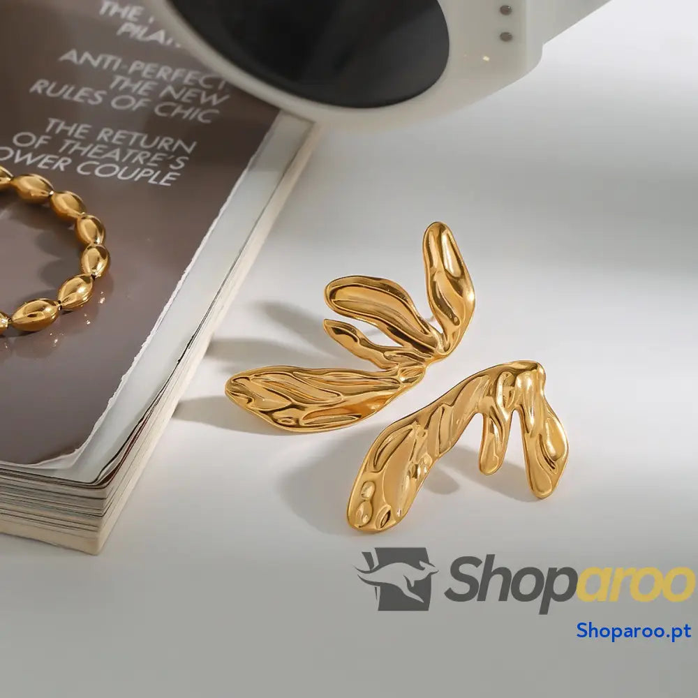 Brincos de Asas Geométricas em Ouro 18K Banhados