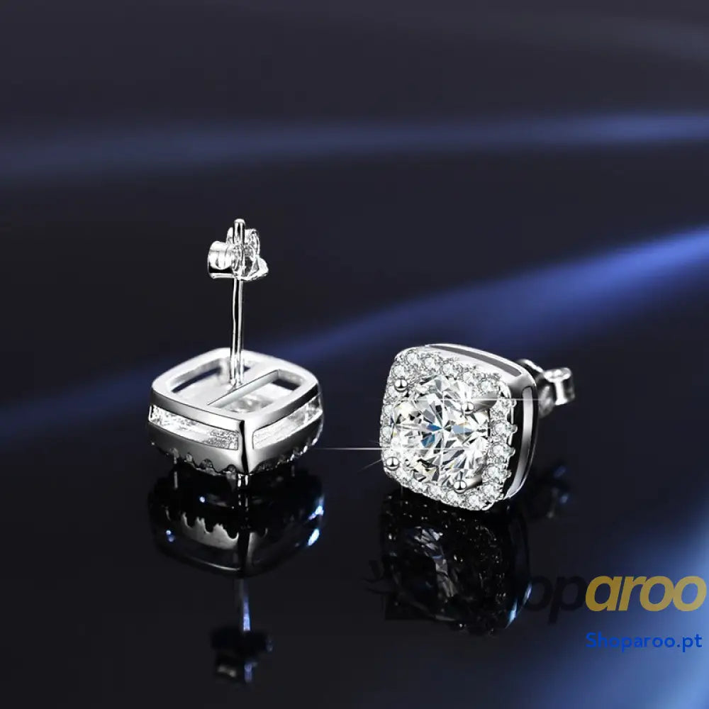 Brincos de Moissanita em Prata Lei 925 Elegância Minimalista