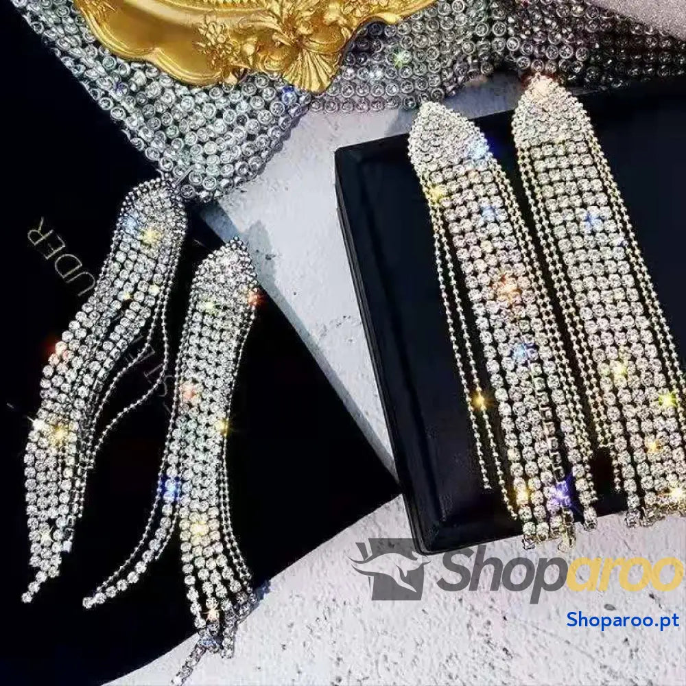 Brincos de Prata 925 com Strass e Detalhe Vermelho