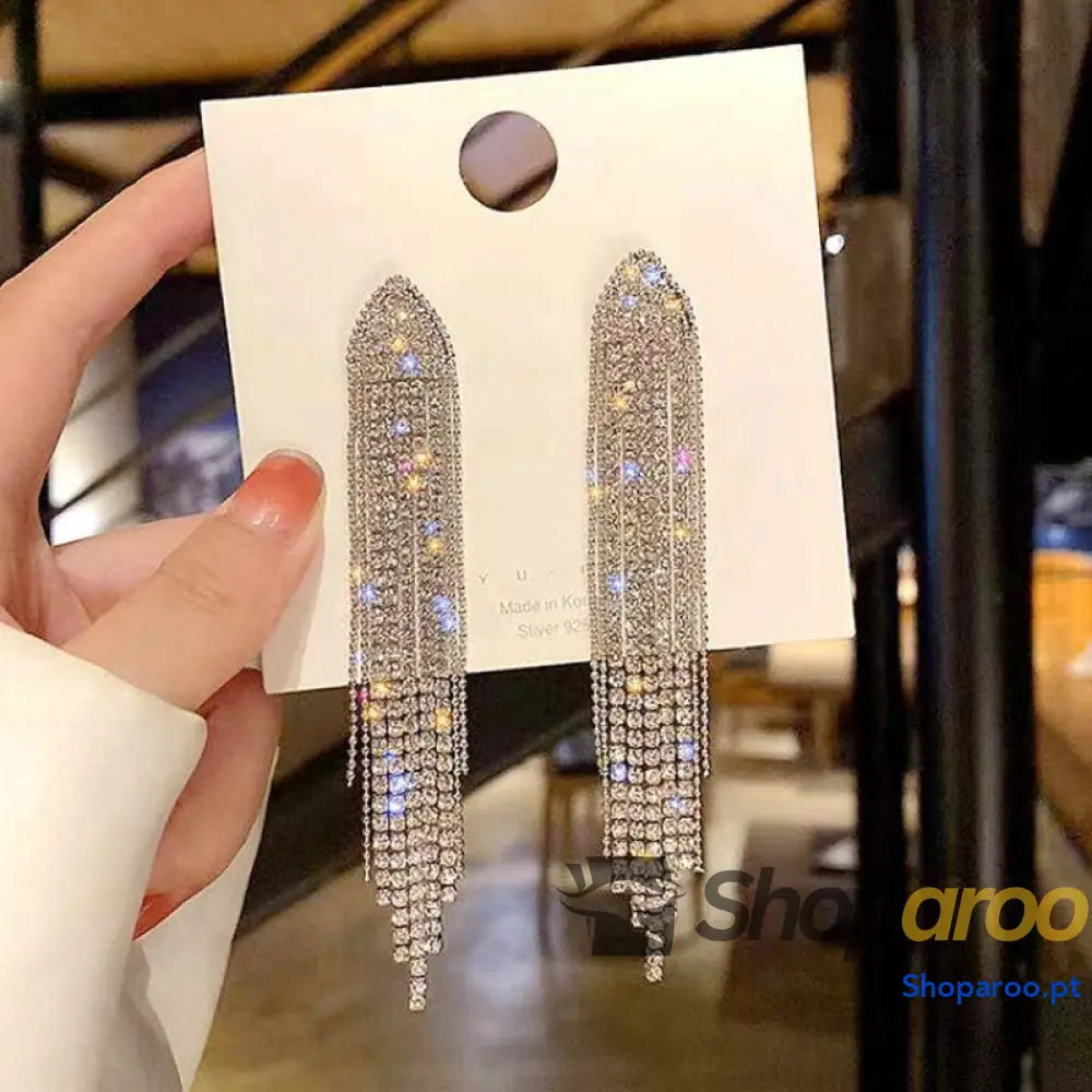 Brincos de Prata 925 com Strass e Detalhe Vermelho
