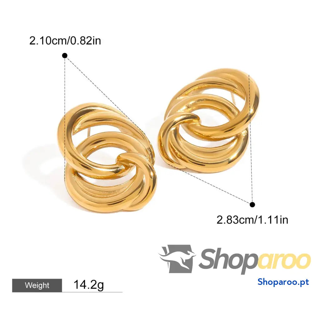 Brincos entrelaçados em ouro 18k (banhados) estilo anel para mulher moderna