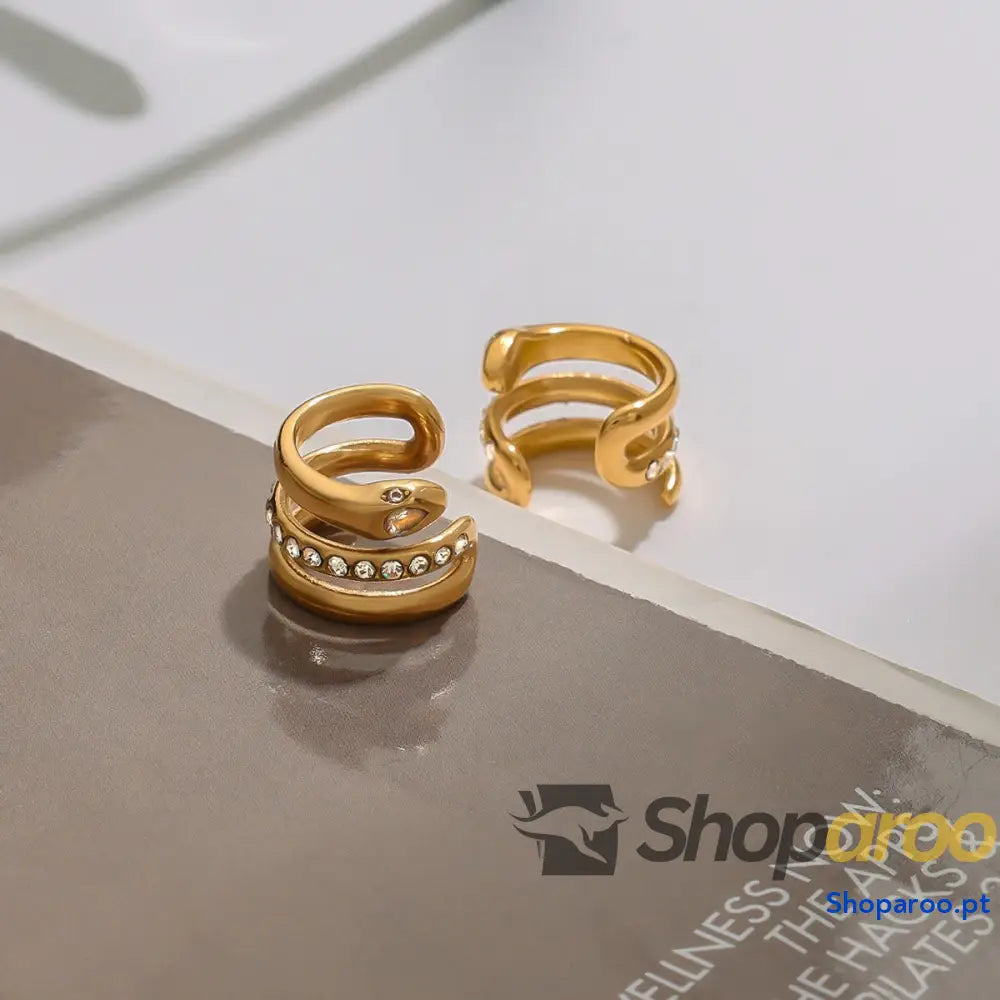 Brincos geométricos de diamante em ouro 18k (Banhado)