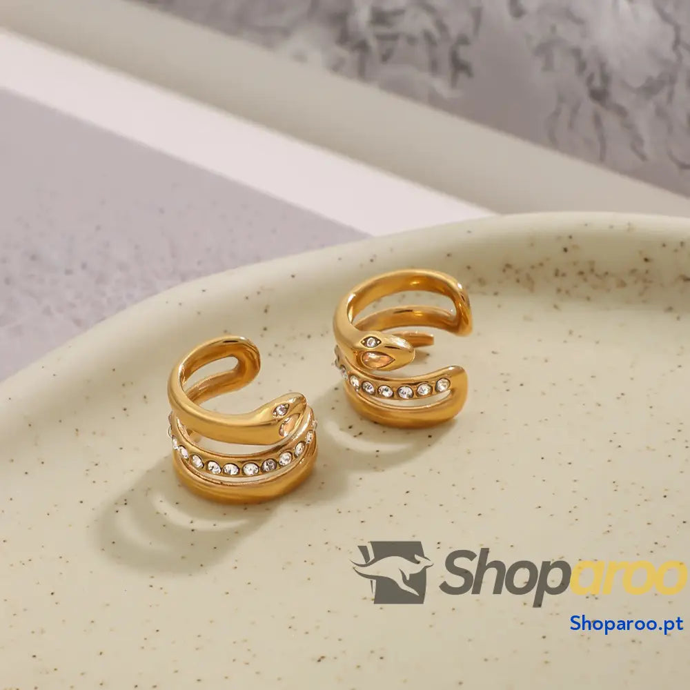 Brincos geométricos de diamante em ouro 18k (Banhado)