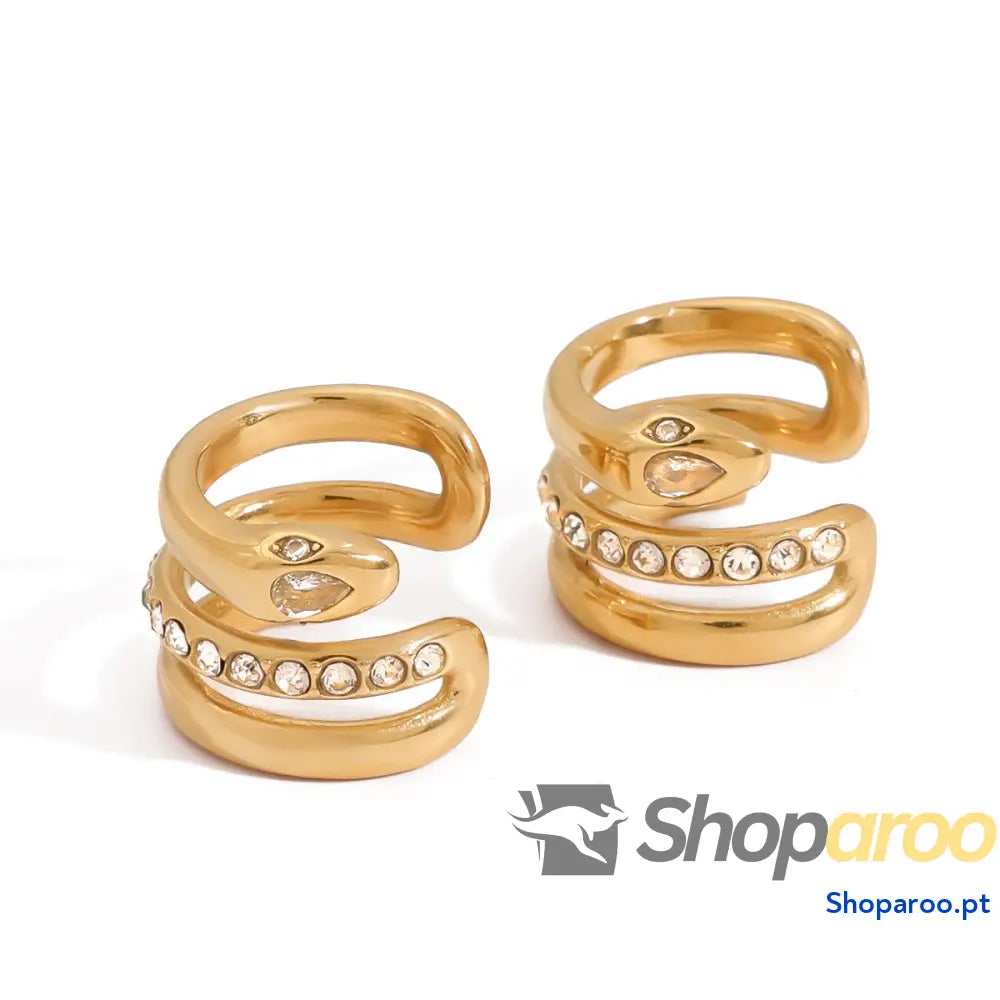 Brincos geométricos de diamante em ouro 18k (Banhado)