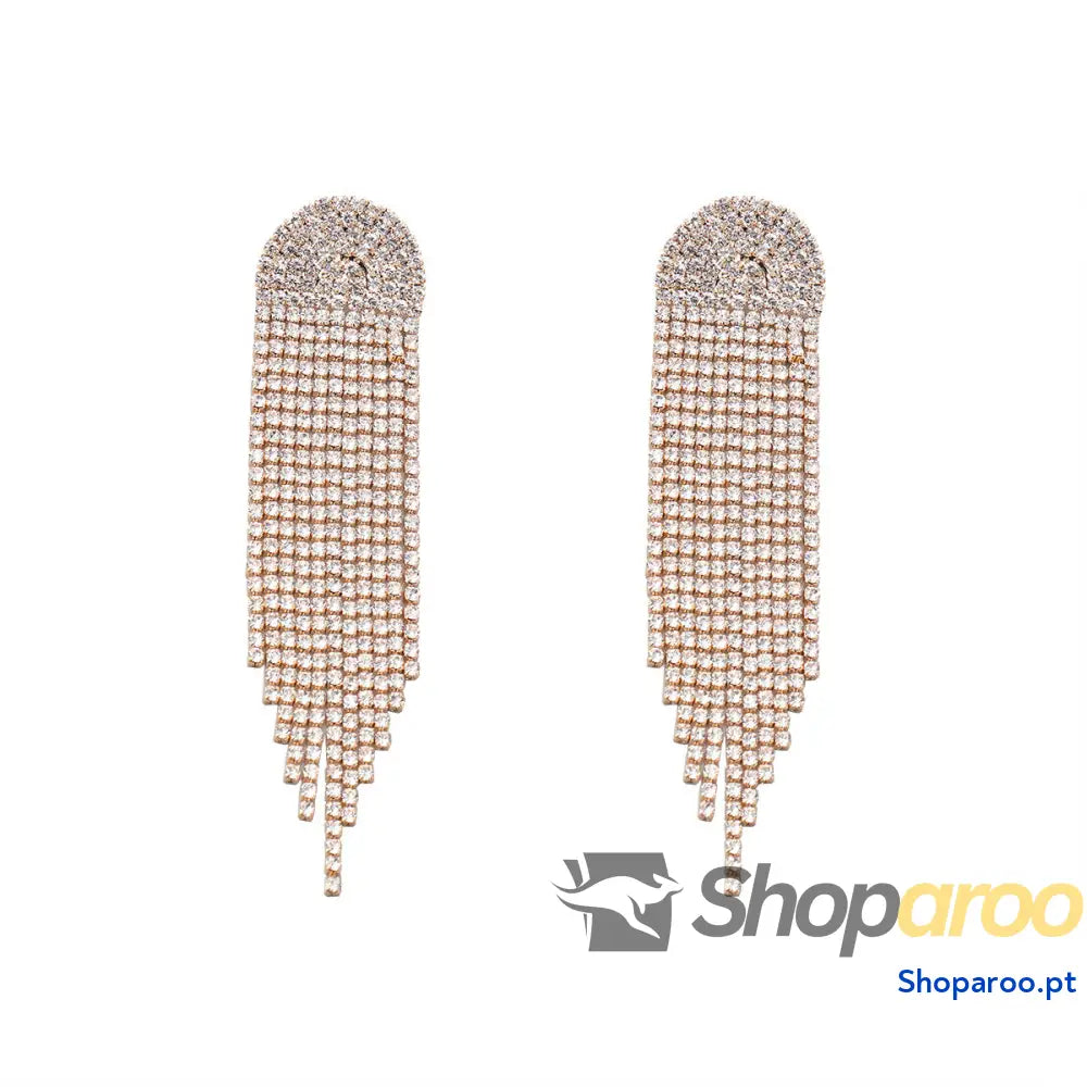 Brincos longos de diamante super brilhantes dourado ou prateado
