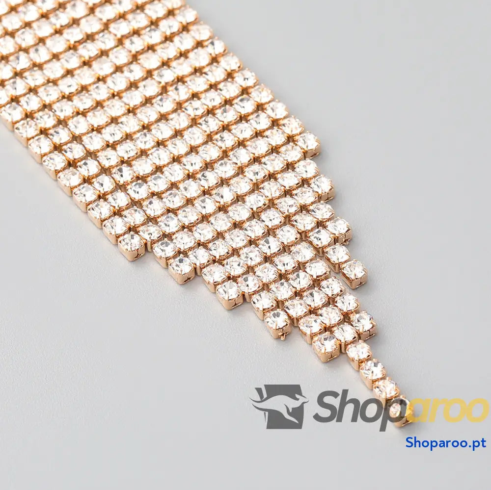 Brincos longos de diamante super brilhantes dourado ou prateado
