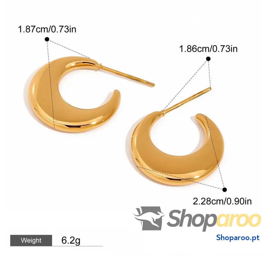 Brincos Ouro 18K (Banhado) Lua Crescente Elegantes