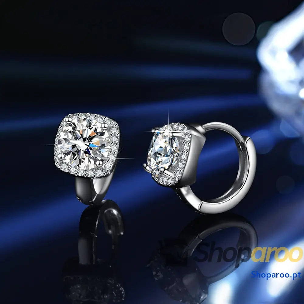Brincos quadrados em prata s925 com moissanita