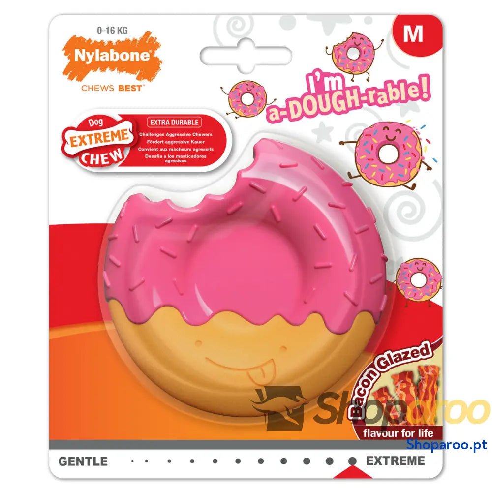 Brinquedo para cães Nylabone Cor de Rosa Bacon M