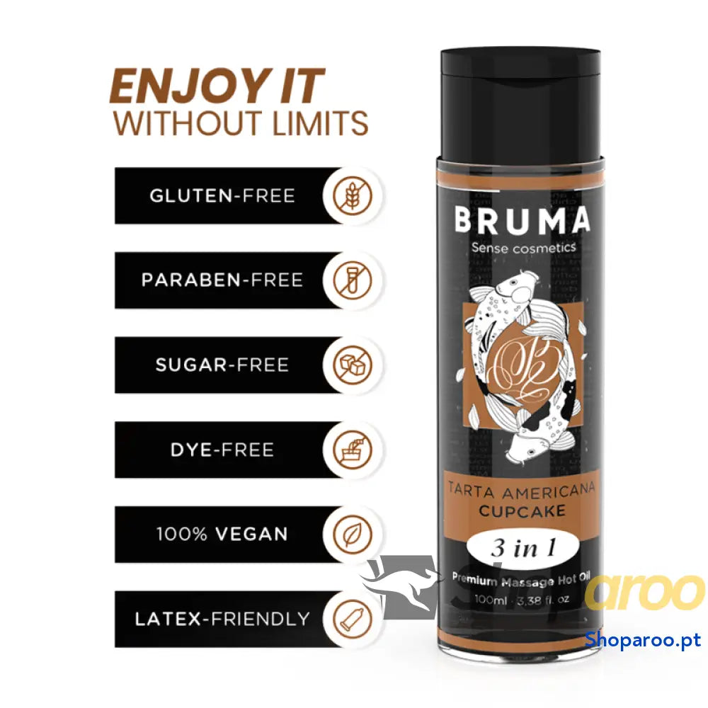 BRUMA - ÓLEO DE MASSAGEM PREMIUM EFEITO CALOR SABOR CUPCAKE 3 EM 1 - 100 ML