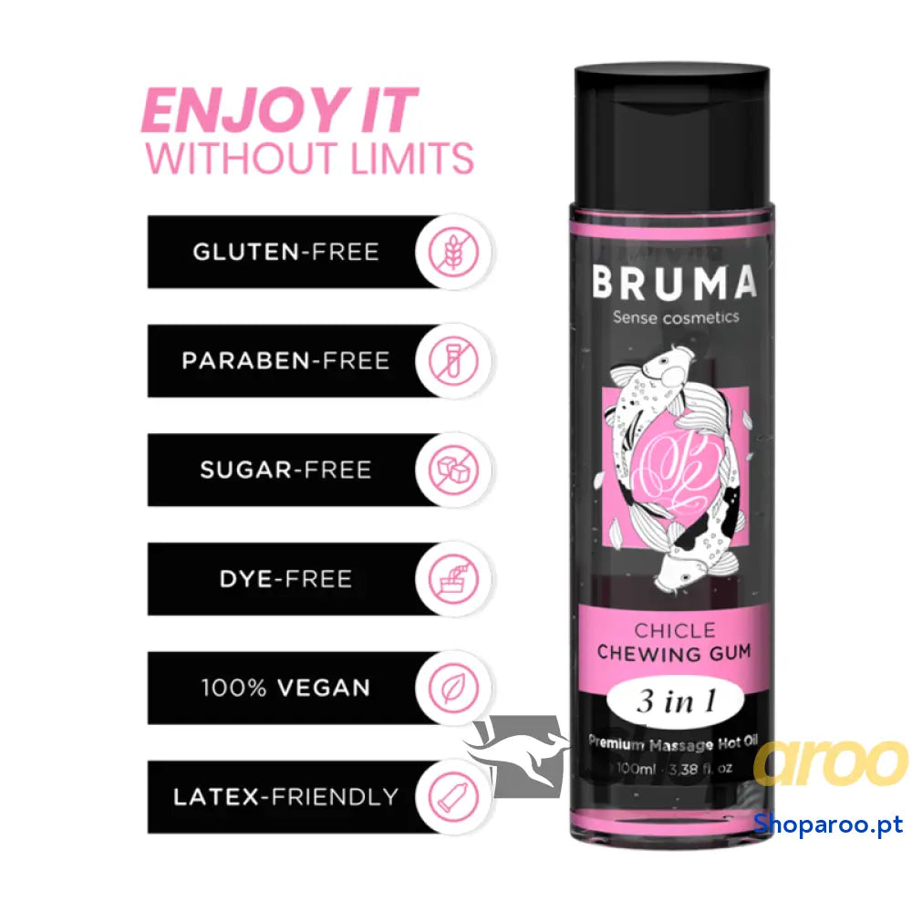 BRUMA ÓLEO DE MASSAGEM PREMIUM EFEITO CALOR SABOR GOMA 3 EM 1 100 ML