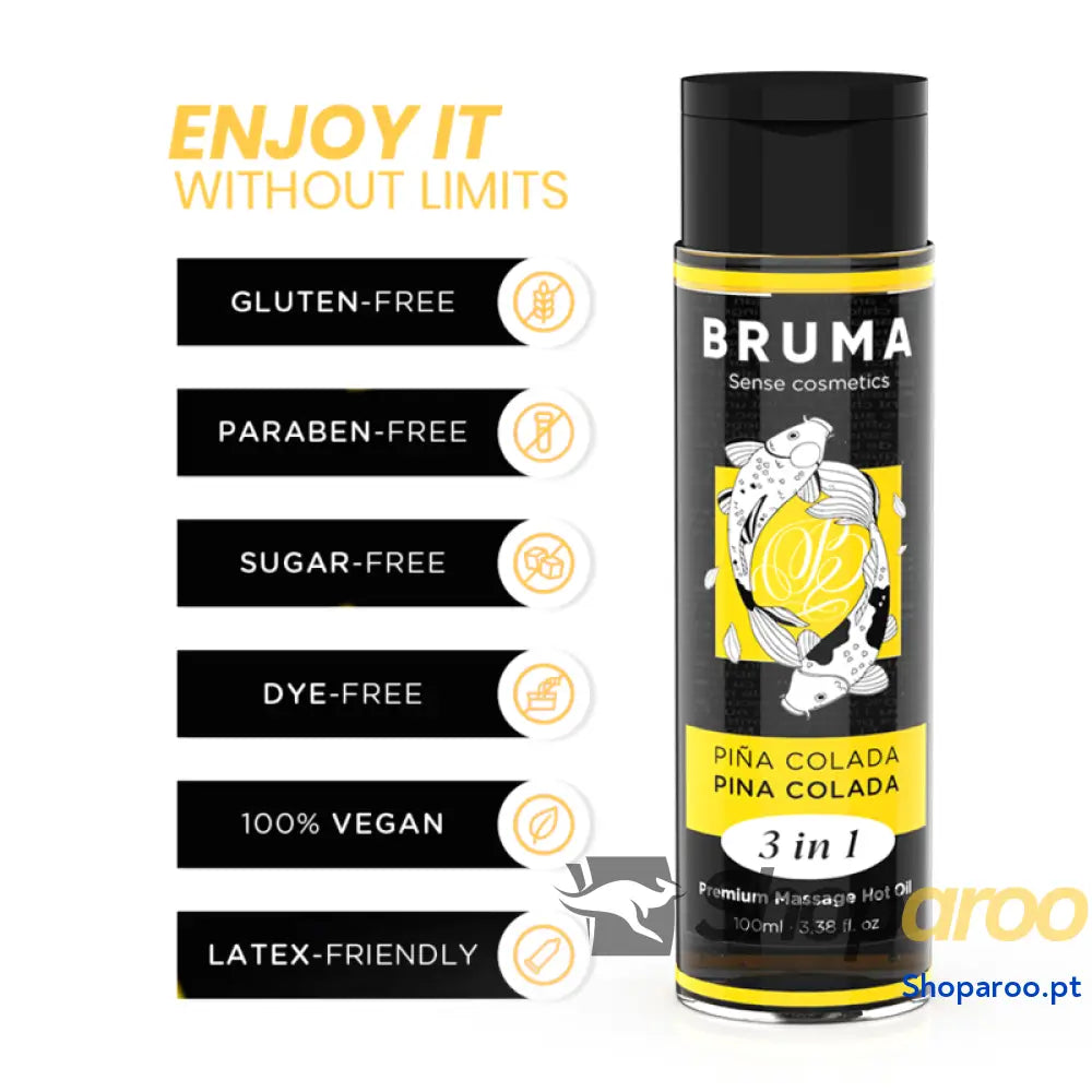 BRUMA - ÓLEO DE MASSAGEM PREMIUM EFEITO CALOR SABOR PINA COLADA 3 EM 1 - 100 ML