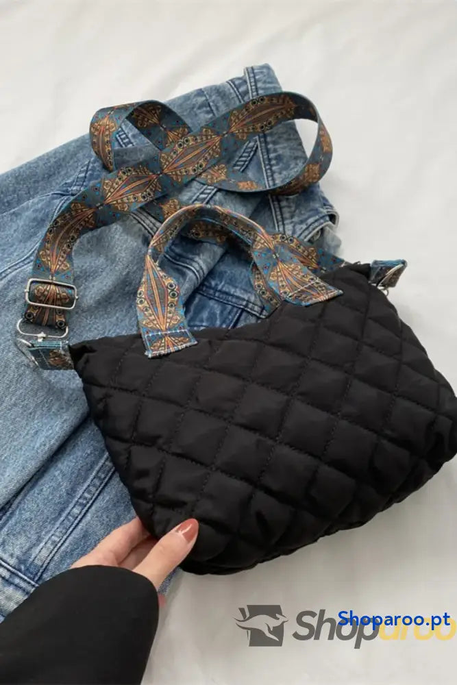 Bubble Textured Printed Strap Handbag