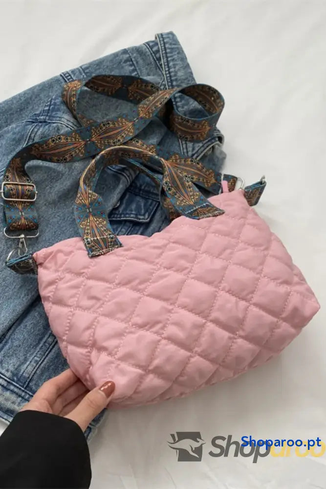 Bubble Textured Printed Strap Handbag