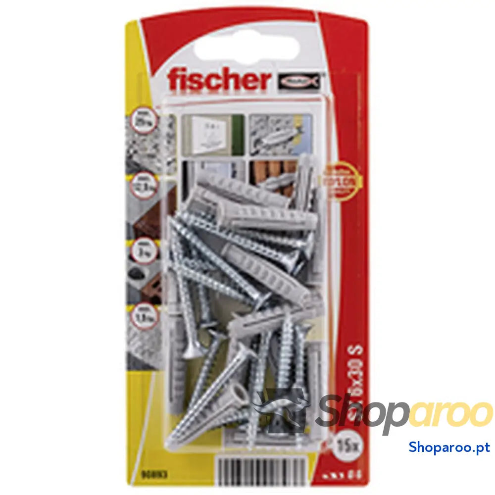 Buchas e parafusos Fischer 15 Unidades (6 x 30 mm)