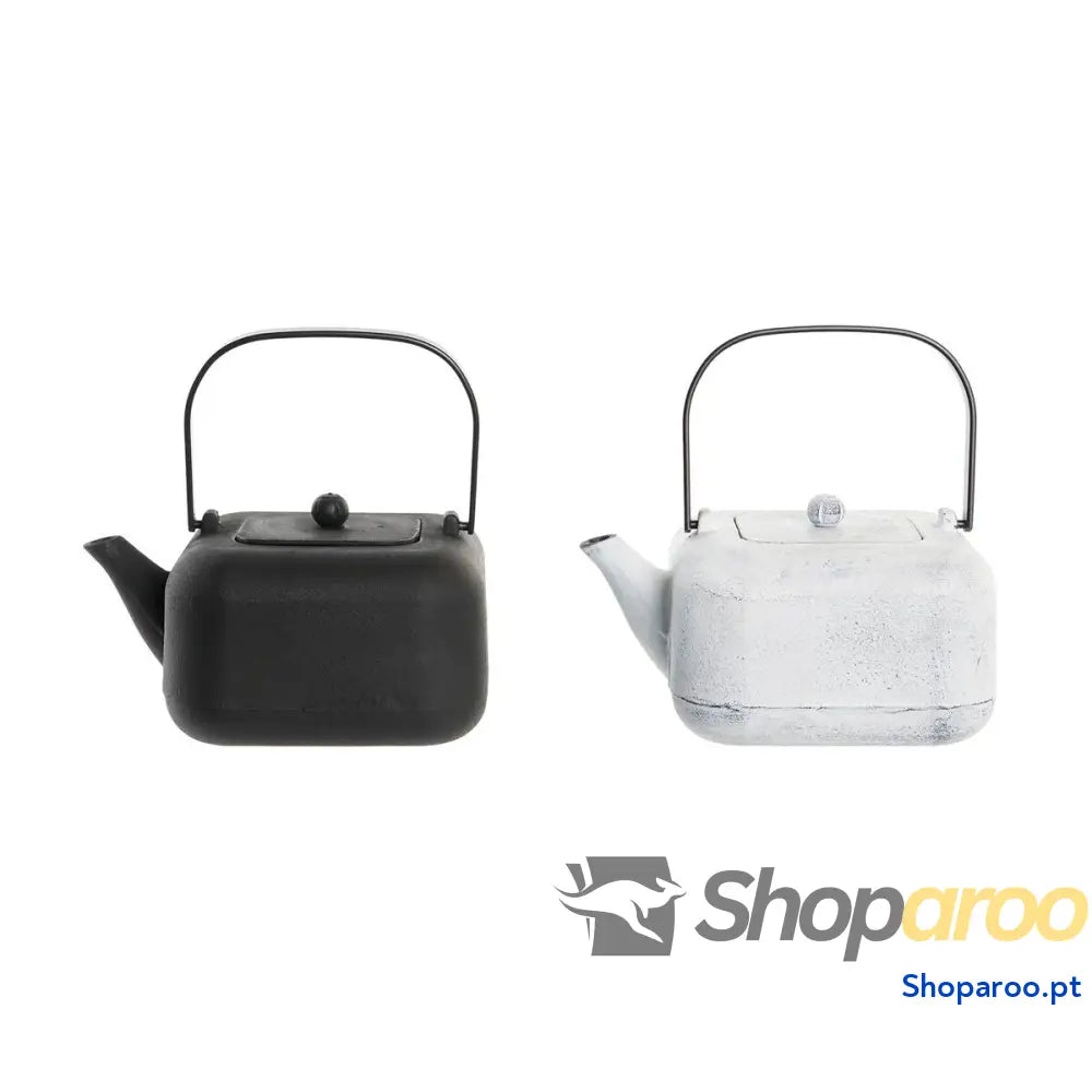 Bule DKD Home Decor Preto Aço inoxidável Branco 1,2 L (2 Unidades)