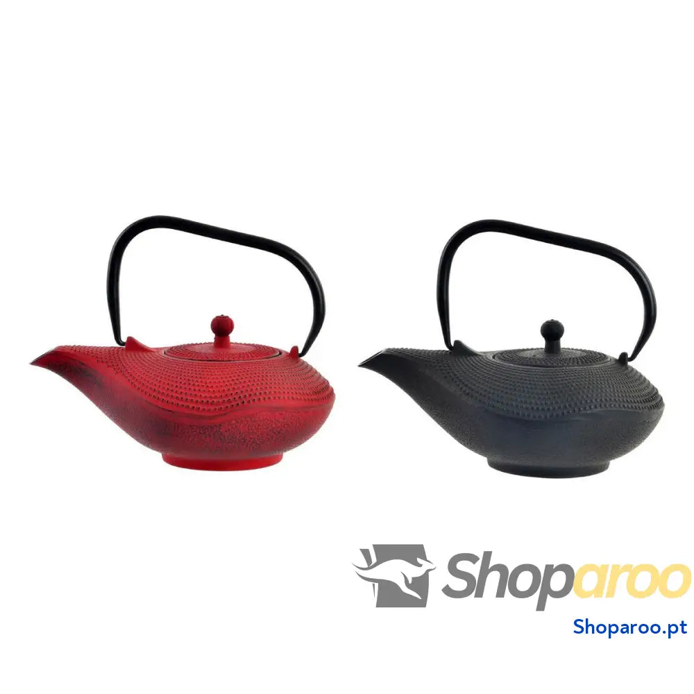 Bule DKD Home Decor Vermelho Preto Ferro fundido (1000 ml) (2 Unidades)