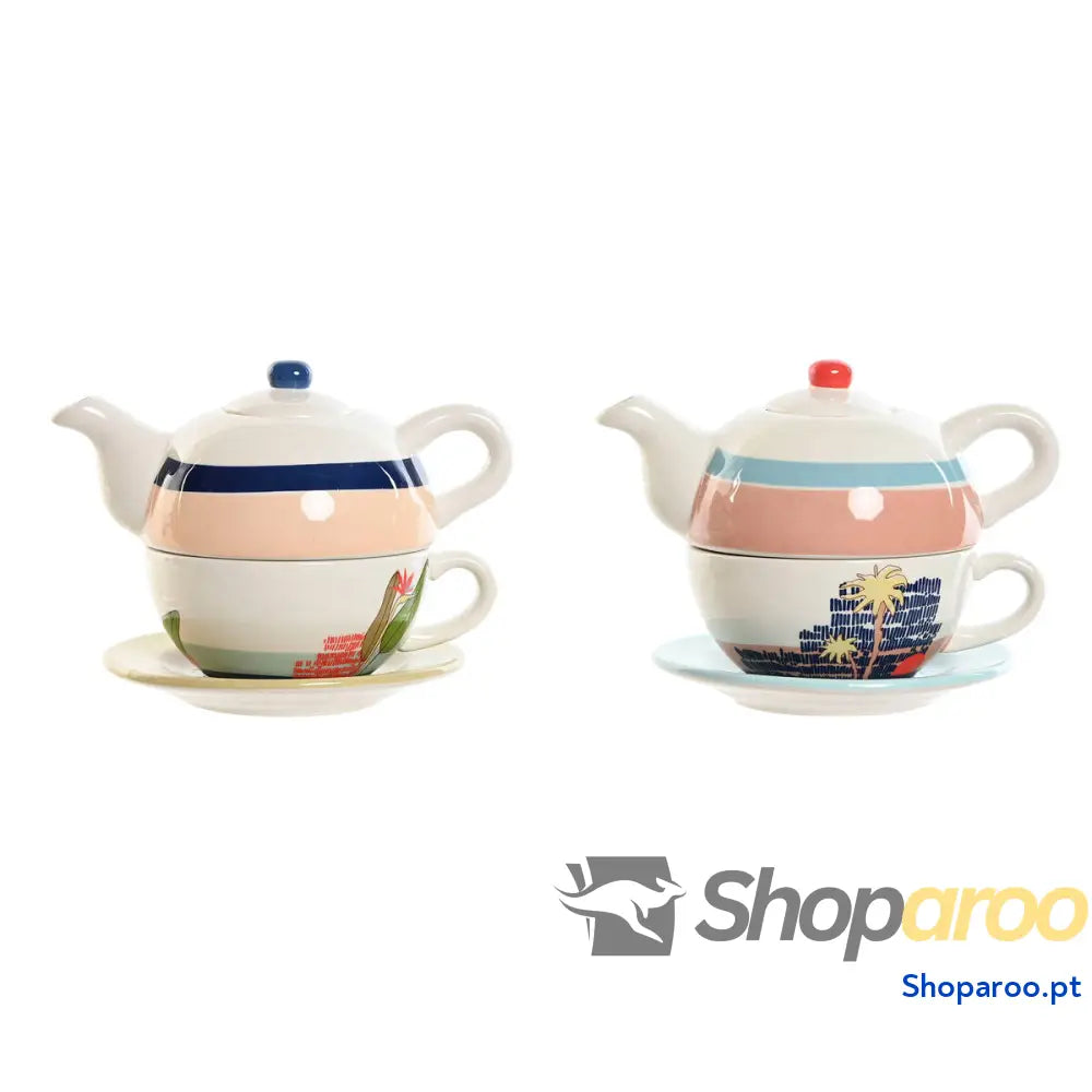 Bule Home ESPRIT Azul Branco Verde Rosa Claro Dolomite 750 ml (2 Unidades)