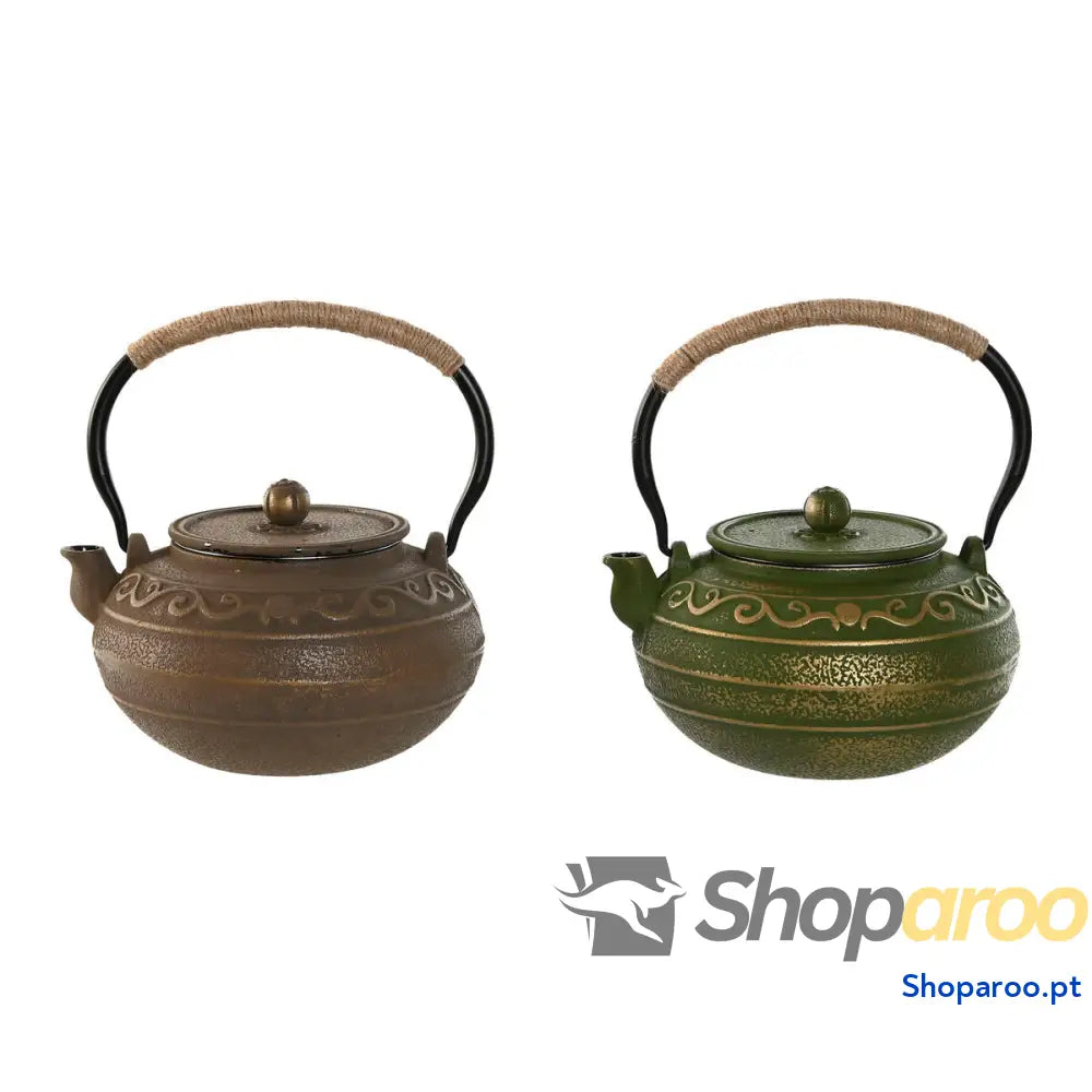 Bule Home ESPRIT Castanho Verde Aço inoxidável Ferro 1,3 L (2 Unidades)