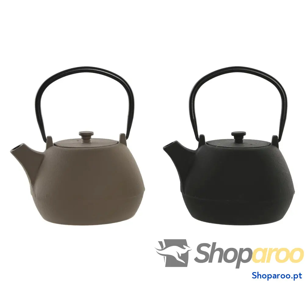 Bule Home ESPRIT Preto Bege Aço inoxidável Ferro 1,2 L (2 Unidades)