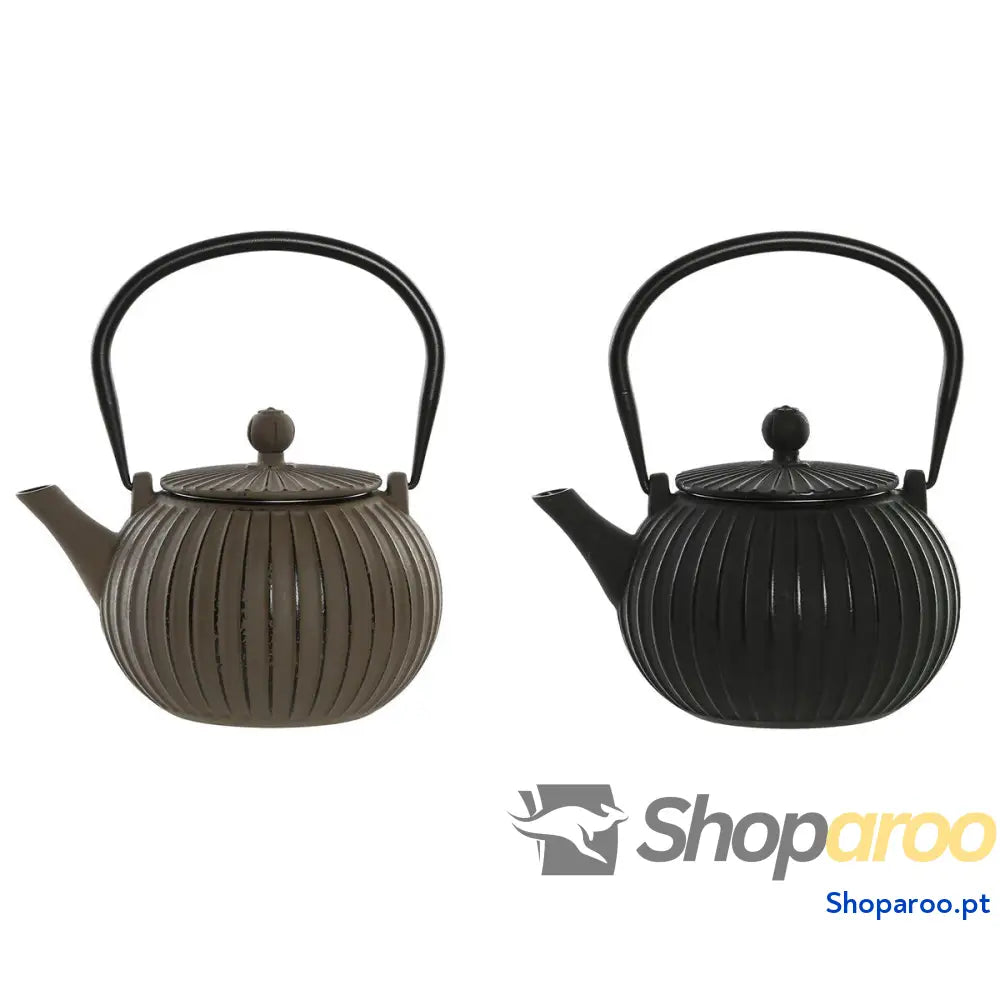 Bule Home ESPRIT Preto Bege Aço inoxidável Ferro 1 L (2 Unidades)