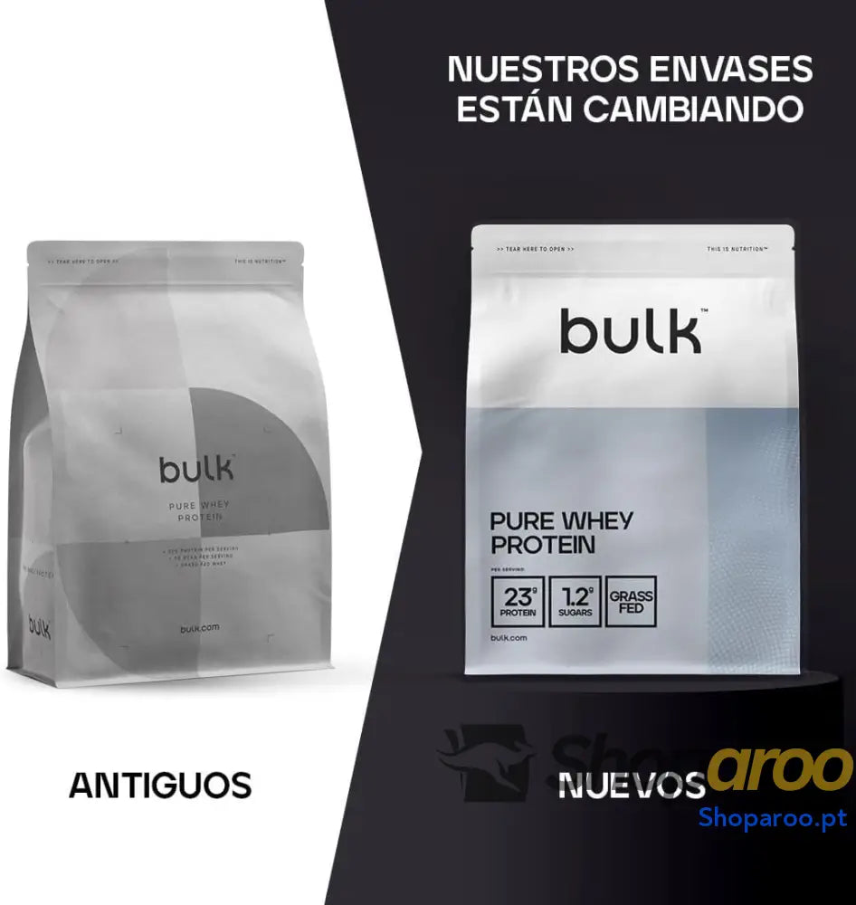 Bulk Pure Whey Protein 500 g 16 doses produto rico em proteínas baixo teor de açúcar absorção rápida sem adição sabores