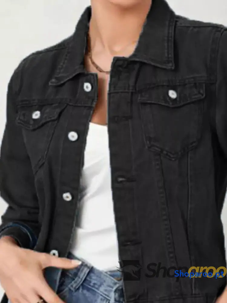 Button Up Long Sleeve Denim Jacket