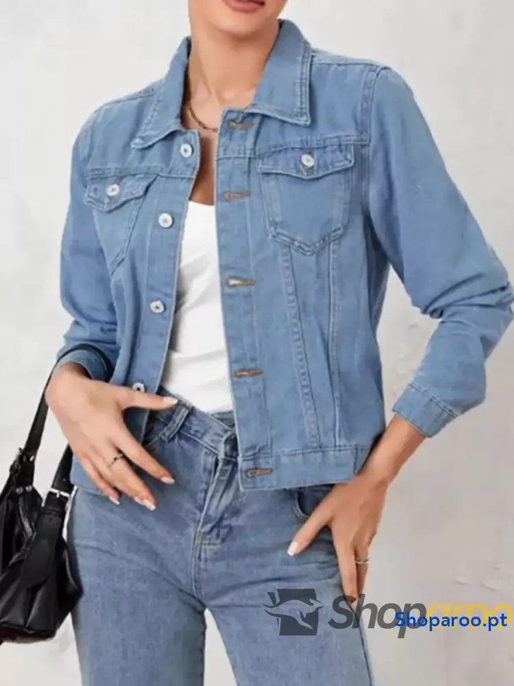 Button Up Long Sleeve Denim Jacket