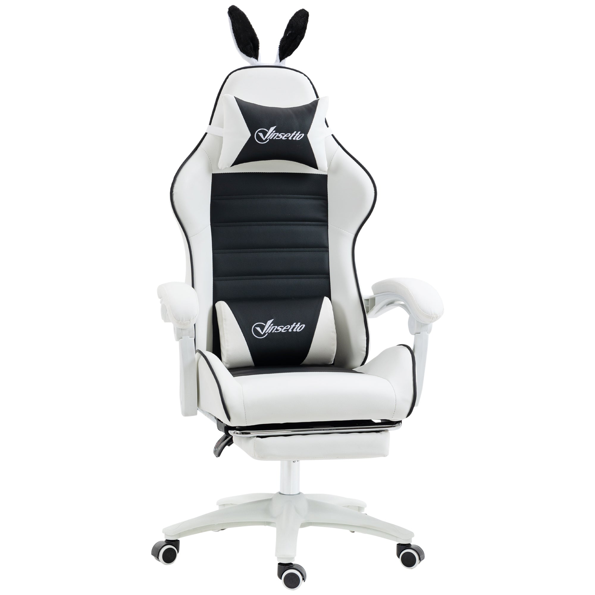 Cadeira Gaming Giratória de Couro PU com Altura Ajustável Inclinável 135° Apoio para a Cabeça 65x63x136-142 cm Rosa e Preto