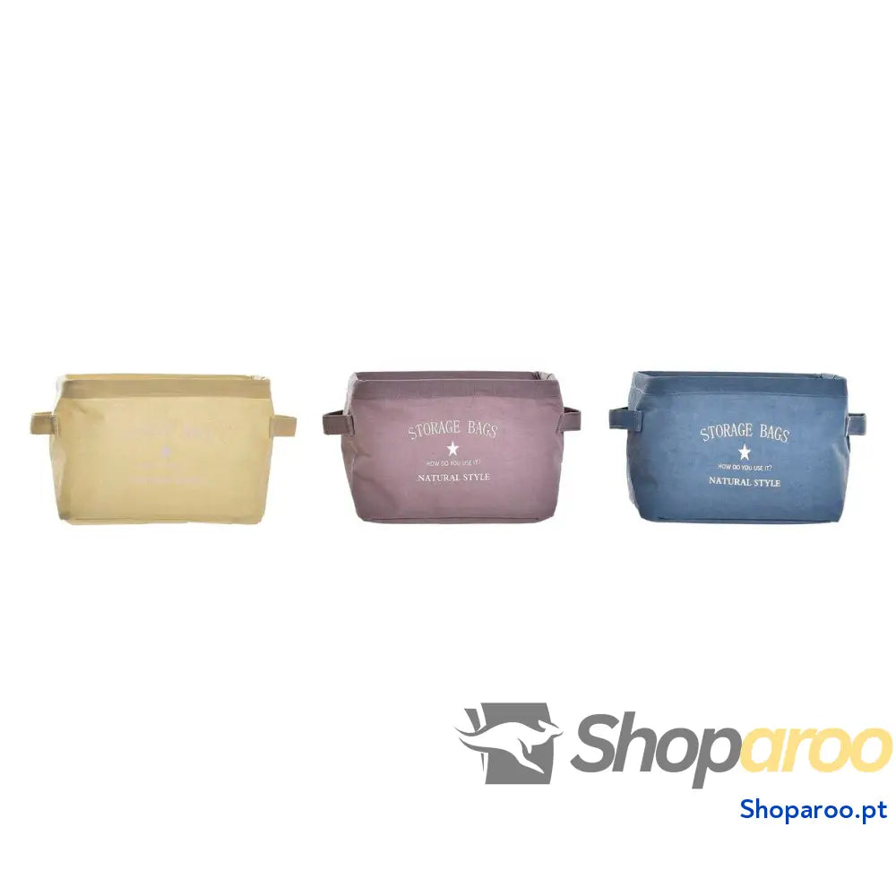 Cabaz DKD Home Decor Amarelo Azul Grená Tela Moderno 20 x 16 x 15 cm (3 Unidades)