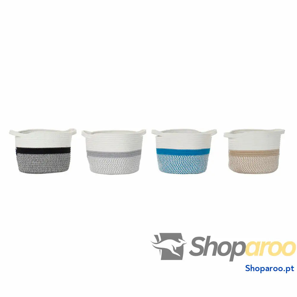Cabaz DKD Home Decor Azul Preto Bege Cinzento 25 x 25 x 20 cm (4 Peças)